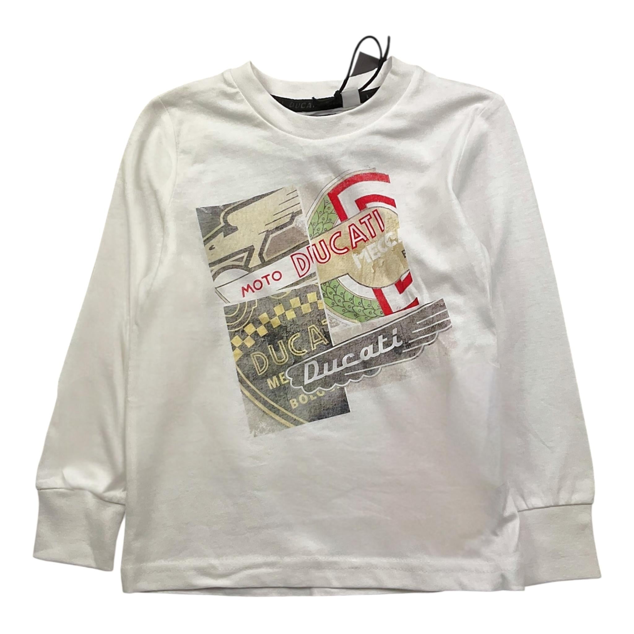 SARABANDA shirt tinta unita girocollo con stampa Bianco per Bambino G8612 BIANCO SARABANDA 