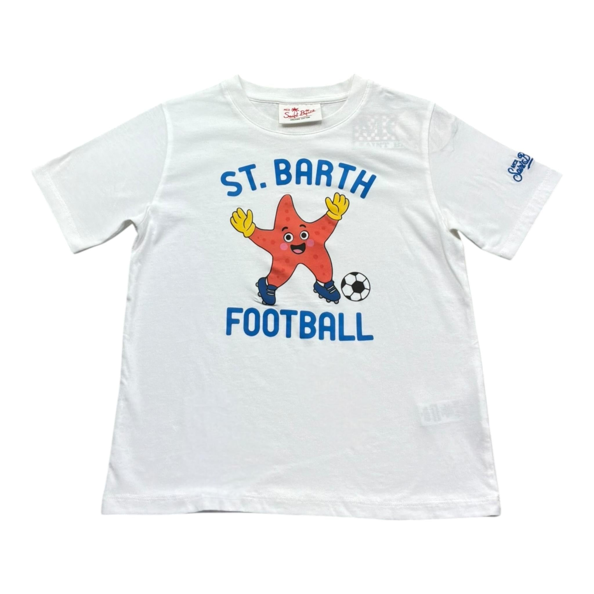 Saint Barth T-Shirt Girocollo Tinta Unita con Stampa per Bambino 00195L BIANCO SAINT BARTH 