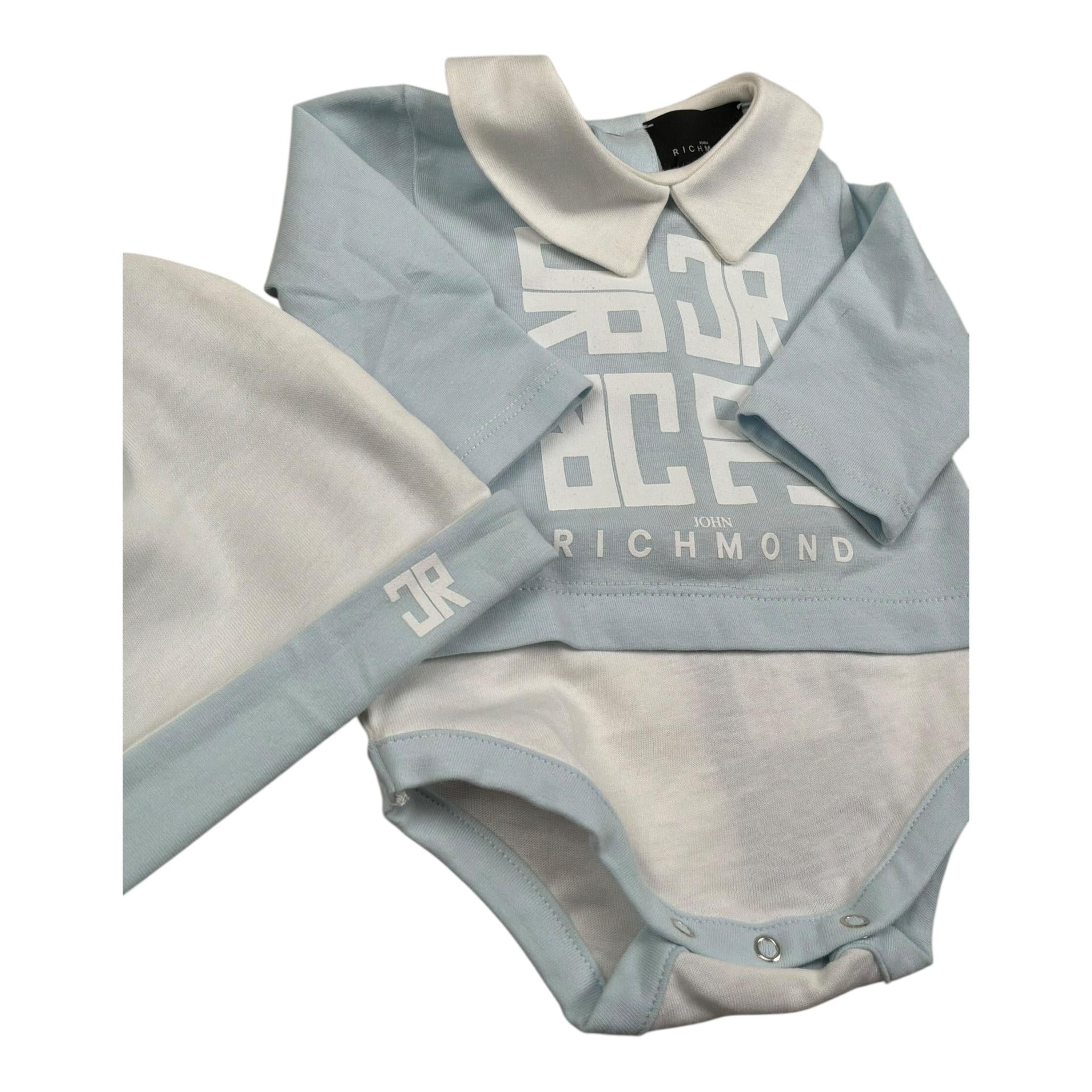 John Richmond Body Manica Lunga Tinta Unita con Cappello per Neonato RLP26002TU AZZURRO JOHN RICHMOND 