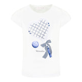 Monnalisa T-Shirt Girocollo Tinta Unita con Stampa per Bambina 19E603 BIANCO MONNALISA 