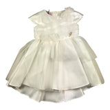 Miss Blumarine Abito Mezza Manica Tinta Unita Con Tulle Bianco Per Neonata