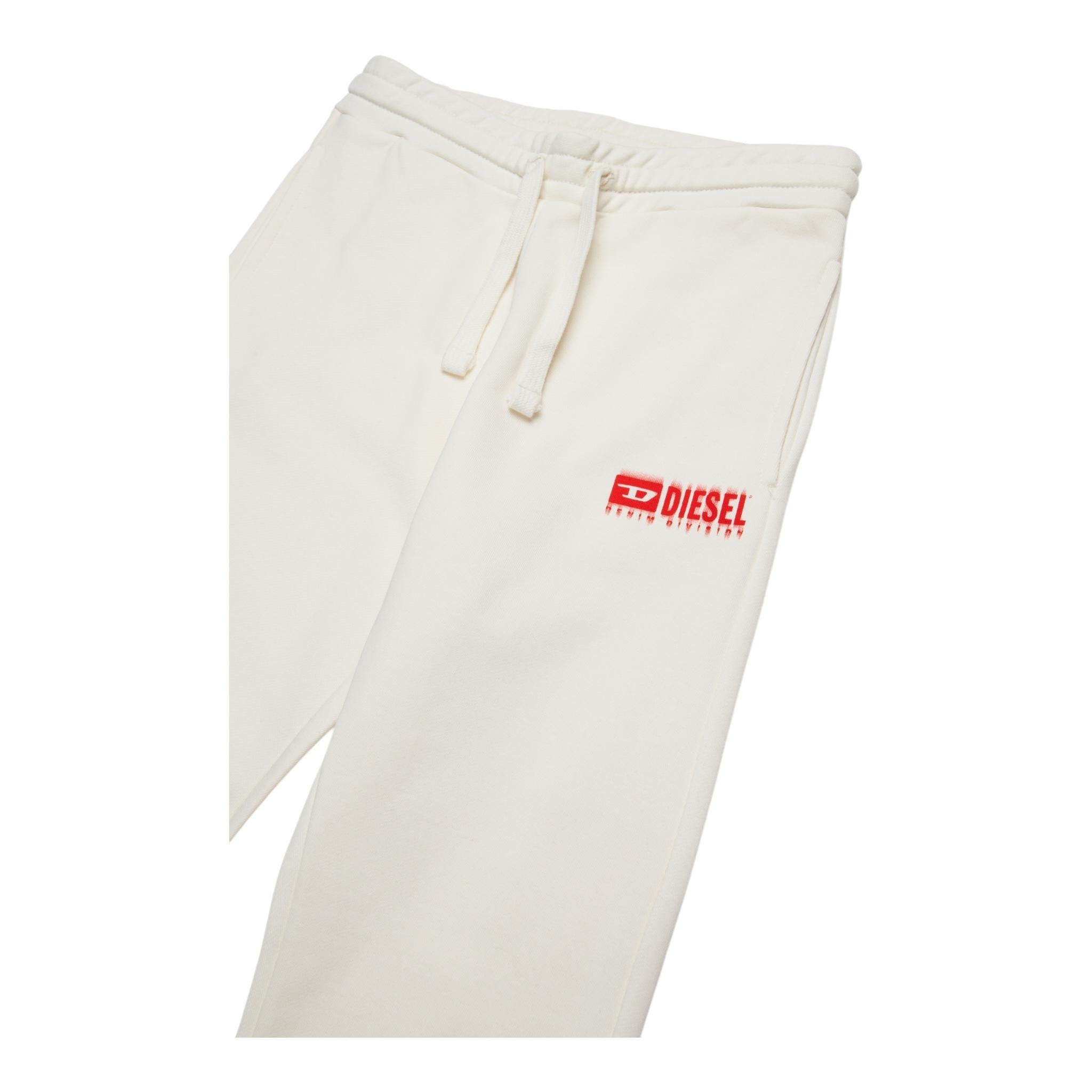 DIESEL pantalone tuta tinta unita con stampa logo Crema per Bambino J02041 CREMA DIESEL 