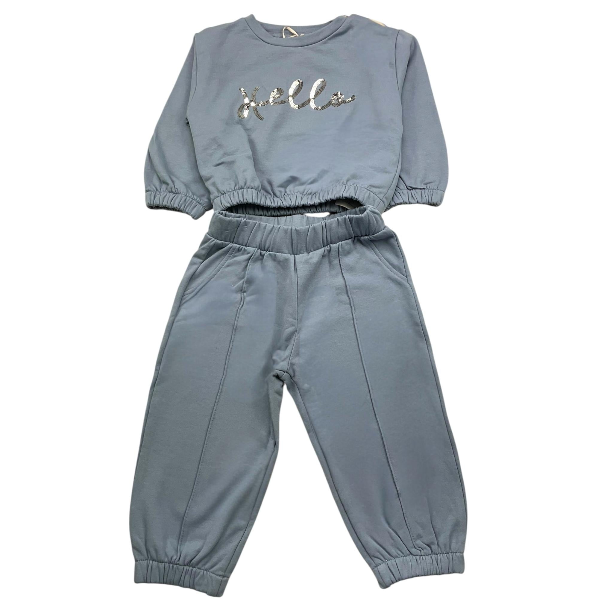 PLEASE completo 2 pezzi felpa-pantalone tinta unita Azzurro per Neonata KT25042G65 AZZURRO PLEASE 