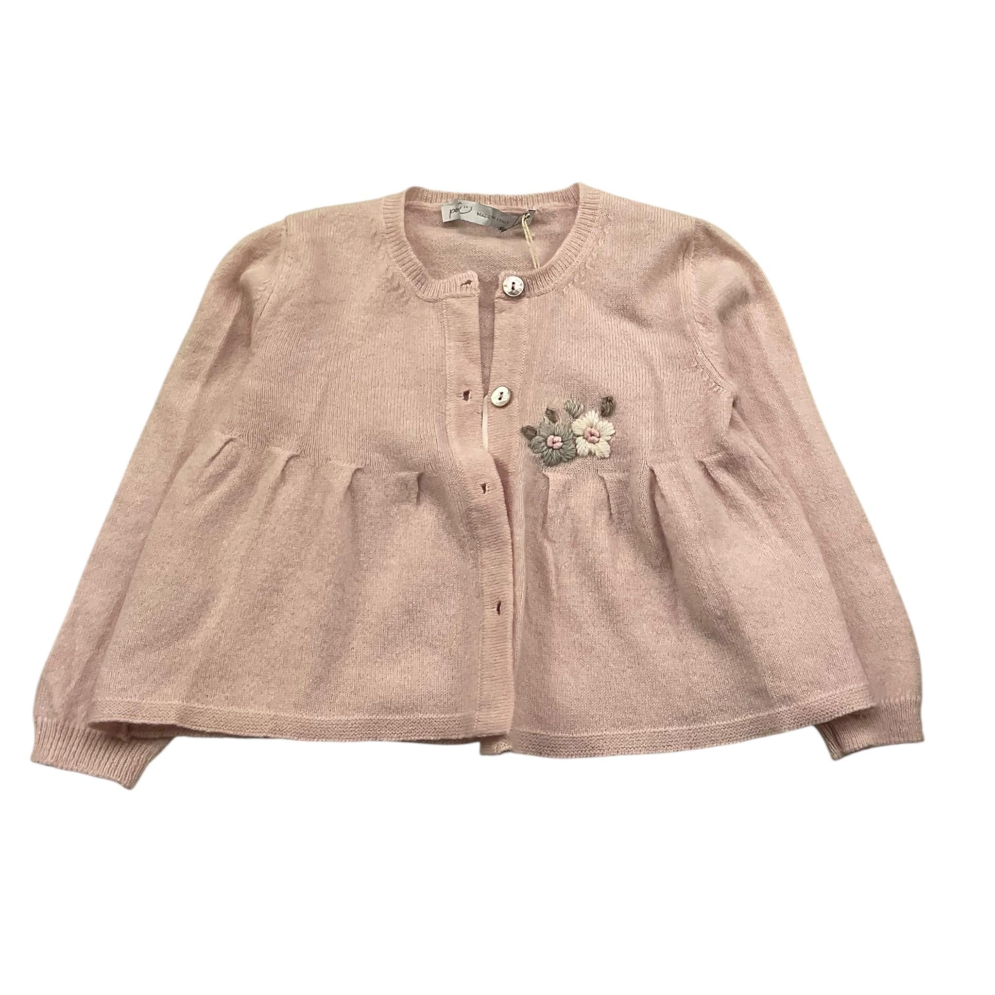 PER TE cardigan tinta unita con ricami Rosa per Neonata 44035 ROSA PER TE 
