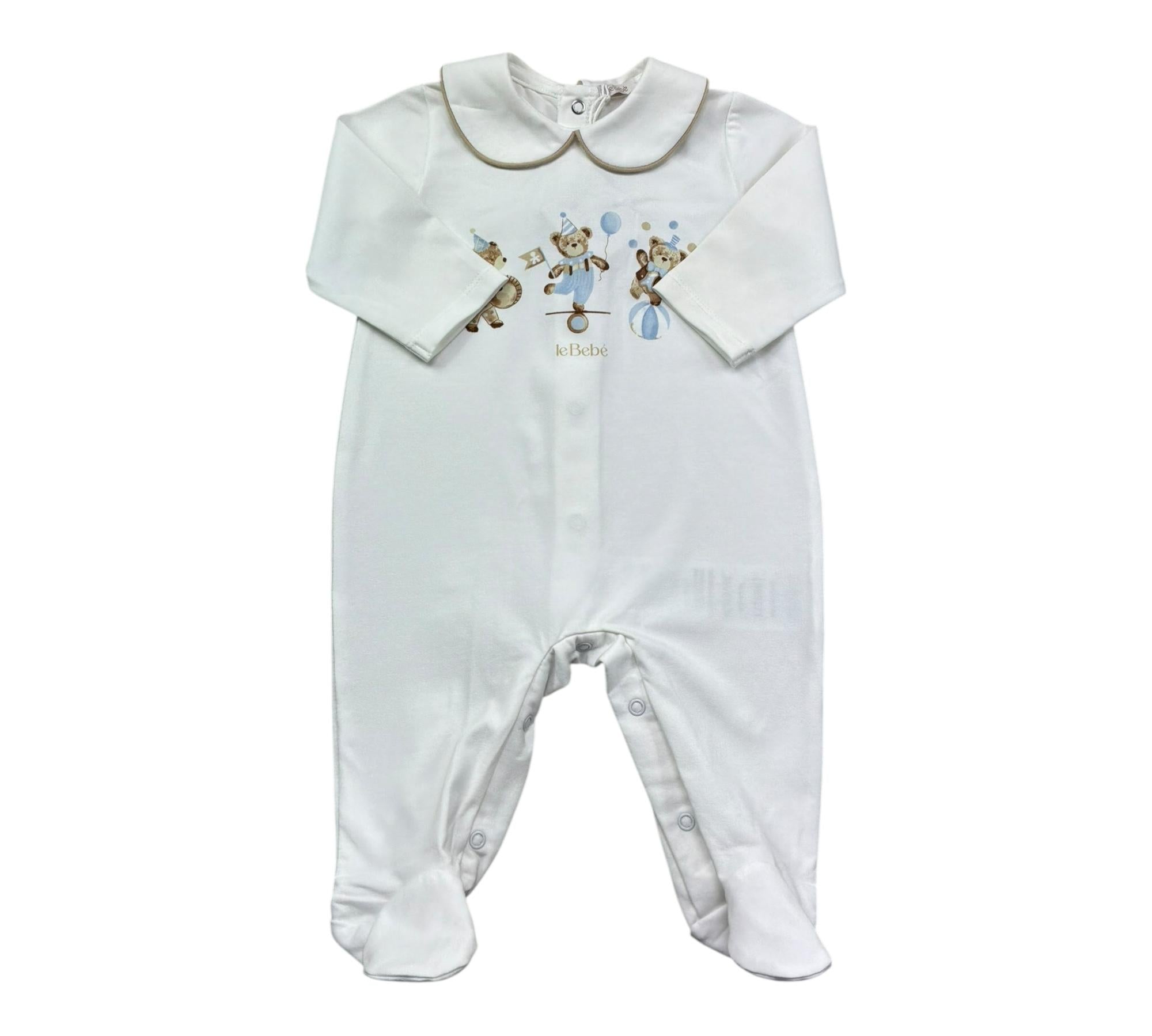 Le Bebe Tutina Manica Lunga Tinta Unita con Stampa per Neonato LBB5271 BIANCO LE BEBE 