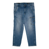 Dondup Jeans Tinta Unita Con Tasconi Blu Per Bambino