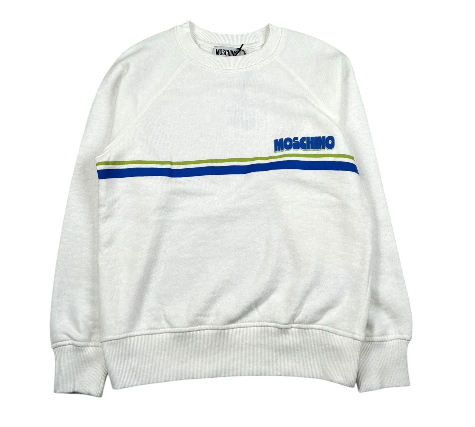 Moschino Felpa Chiusa Girocollo Tinta Unita con Logo per Bambino HUF09M BIANCO MOSCHINO 