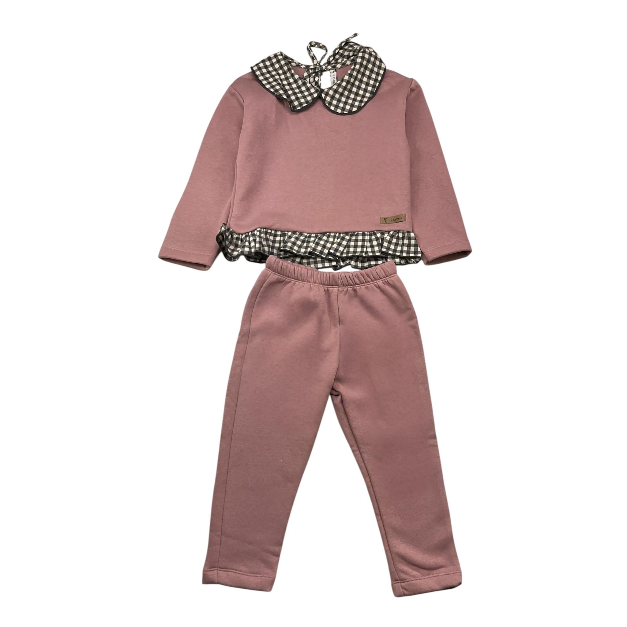 CALAMARO completo 2pz felpa-pantalone tinta unita con stampa Rosa per Bambina 11048J ROSA CALAMARO 
