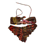 F**K Costume 2 Pezzi Triangolo-Fascia Tinta Unita con Fantasia per Bambina FJ20 ROSSO F**K 