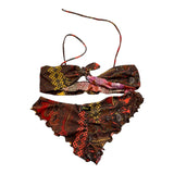 F**K Costume 2 Pezzi Triangolo-Fascia Tinta Unita con Fantasia per Bambina FJ20 ROSSO F**K 