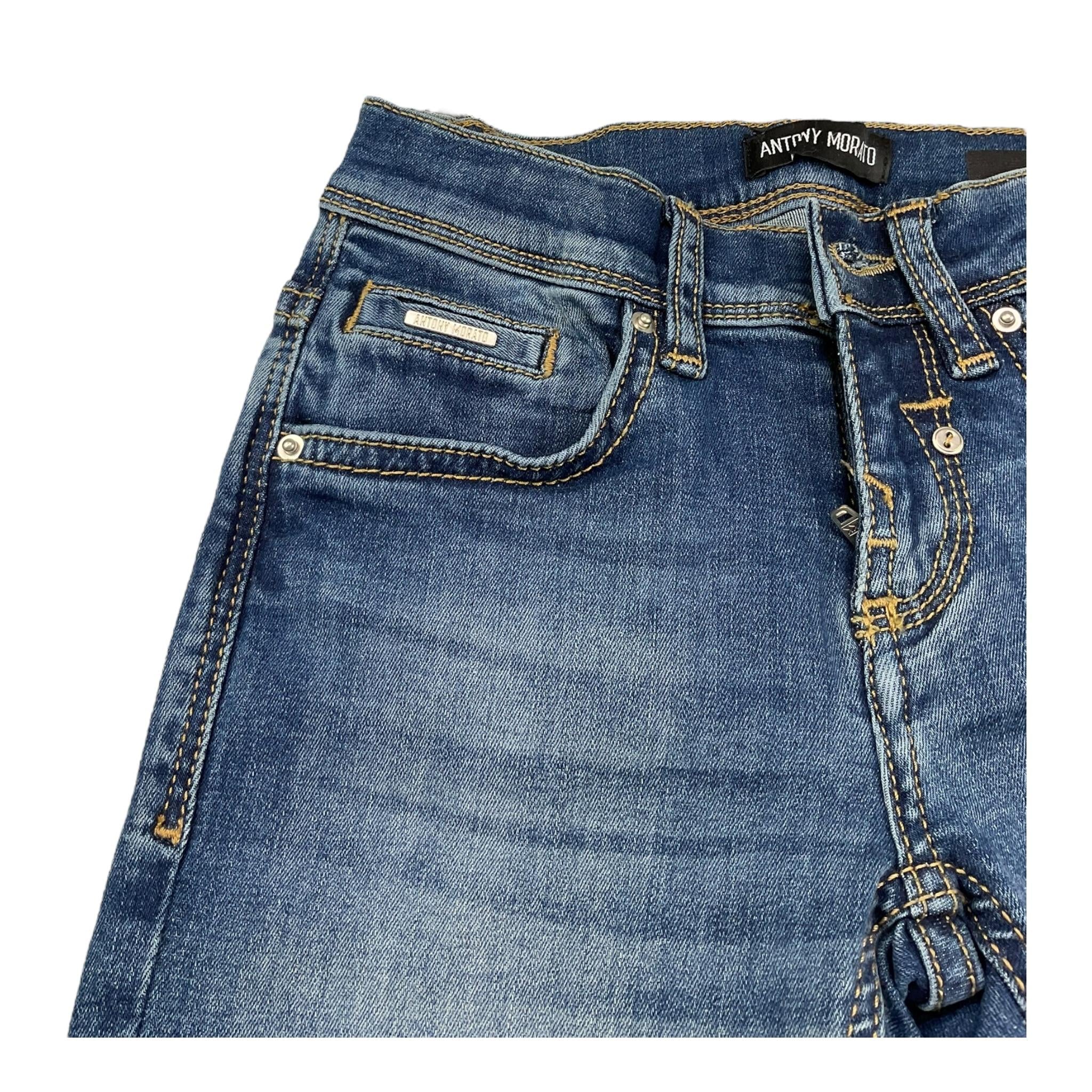 Antony Morato Jeans Tinta Unita con Girovita Regolabile per Bambino MKDT00064 BLU ANTONY MORATO 