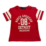 Please T-Shirt Girocollo Tinta Unita Con Maniche In Contrasto Rosso Per Neonato