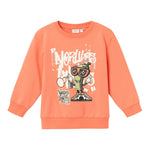 NAME.IT felpa chiusa girocollo tinta unita con stampa in contrasto Salmone per Bambino 13233081 SALMONE NAME.IT 