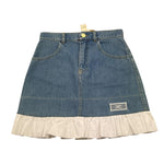 Elisabetta Franchi Gonna In Denim Tinta Unita con Balze per Bambina EFGO183 AZZURRO ELISABETTA FRANCHI 