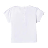 Mini Banda T-Shirt Girocollo Tinta Unita Con Stampa In Contrasto Bianco Per Neonata