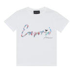 Emporio Armani T-Shirt Girocollo Tinta Unita con Logo per Bambina 3R3T7P BIANCO EMPORIO ARMANI 