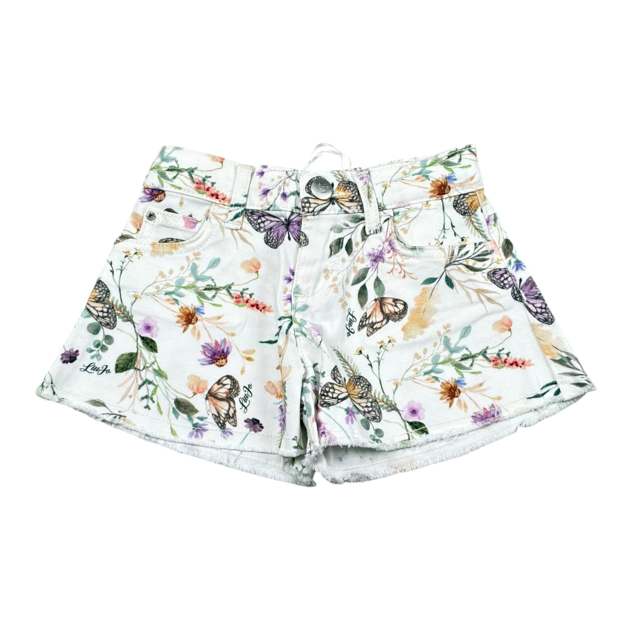 Liu Jo Short Tinta Unita con Stampa Fiori per Bambina KA5060X BIANCO LIU JO 