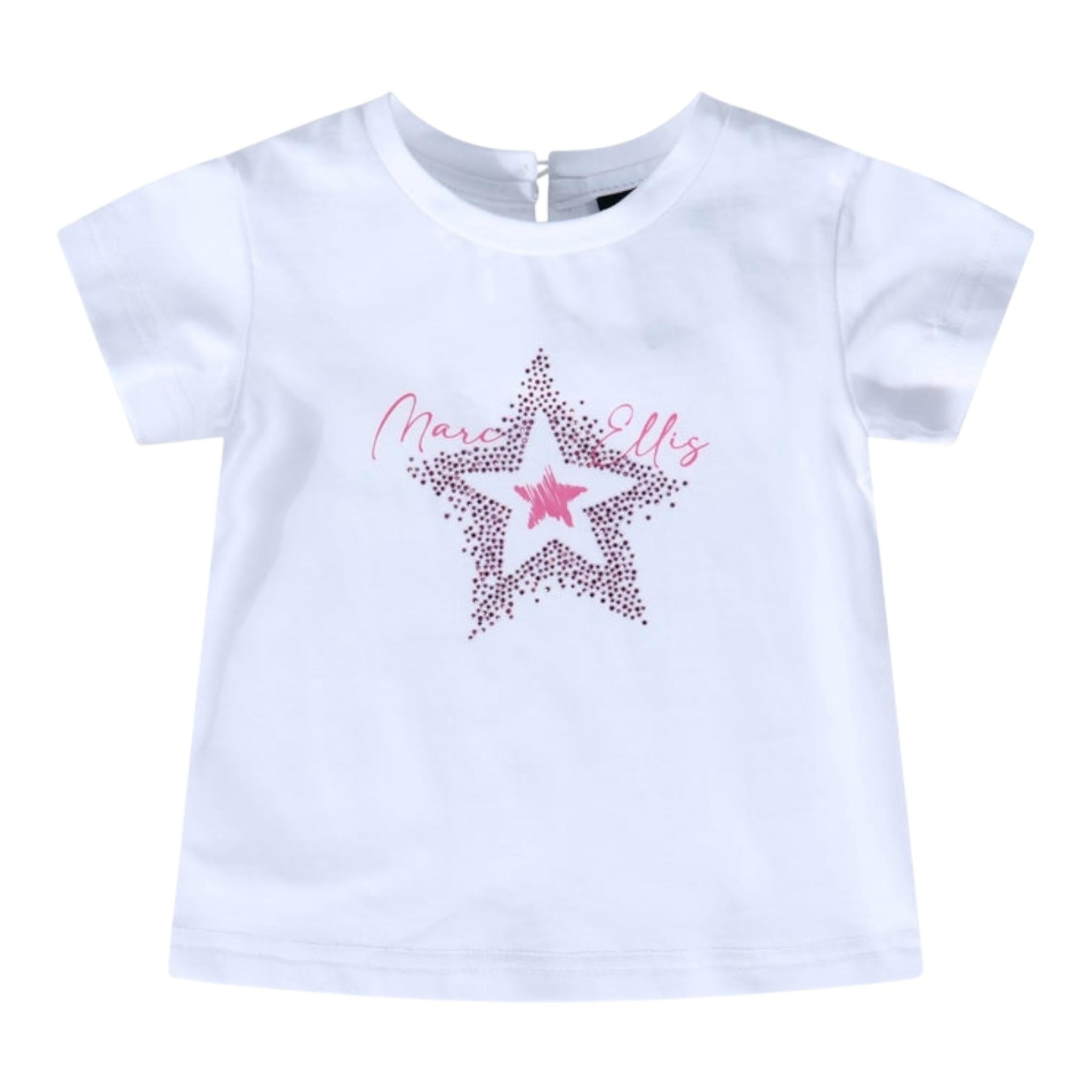 Marc Ellis T-Shirt Girocollo Tinta Unita con Brillantini per Bambina JMNTS16778 BIANCO MARC ELLIS 