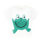 Stella Mccartney T-Shirt Girocollo Tinta Unita con Stampe Rana per Bambino TW8541J BIANCO STELLA McCARTNEY 