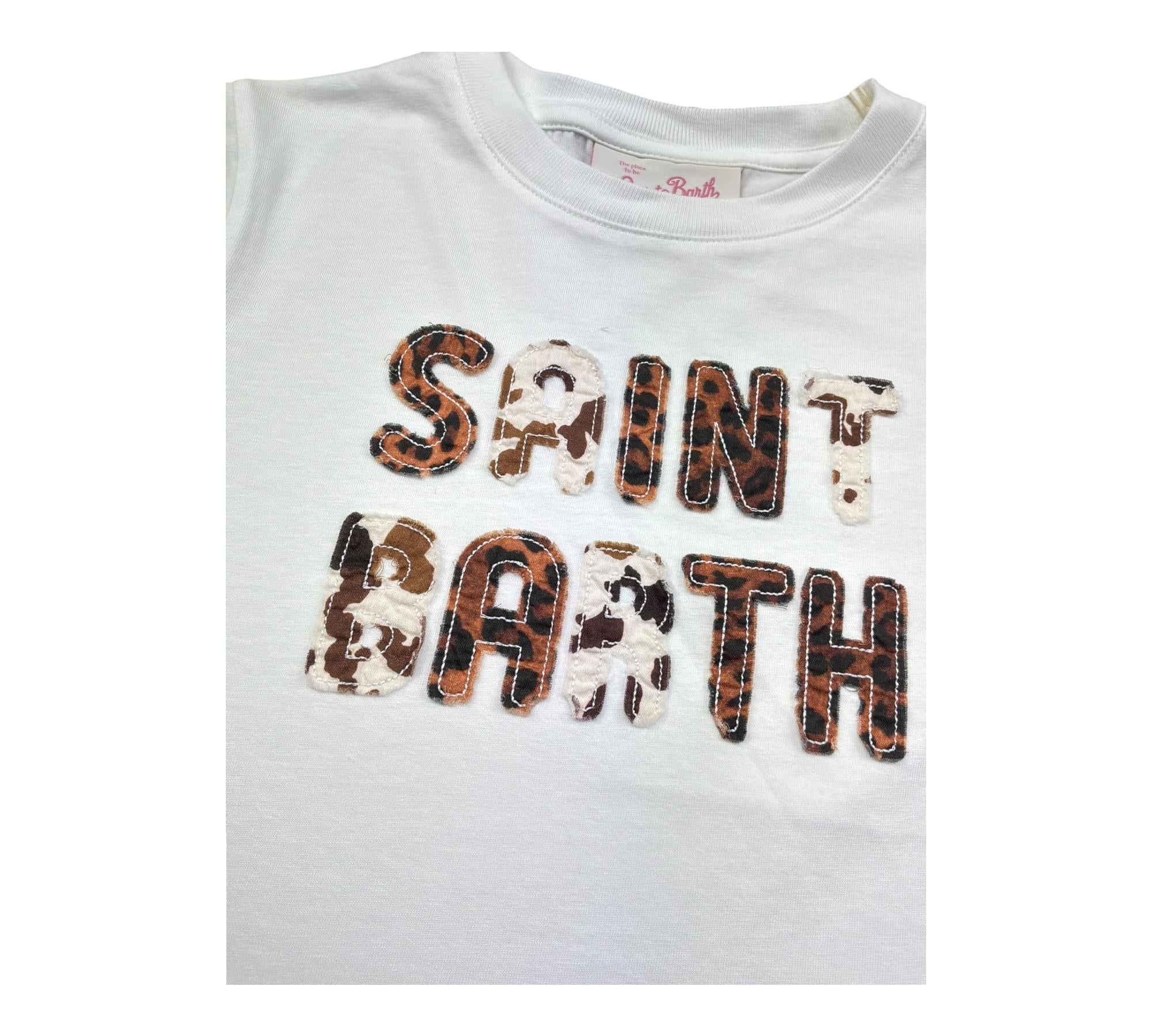 Saint Barth T-Shirt Girocollo Tinta Unita con Stampa per Bambina SB01N BIANCO SAINT BARTH 