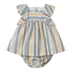 Mayoral Set Abito-Coulotte con Fantasia A Righe per Neonata 1855 BIANCO MAYORAL 
