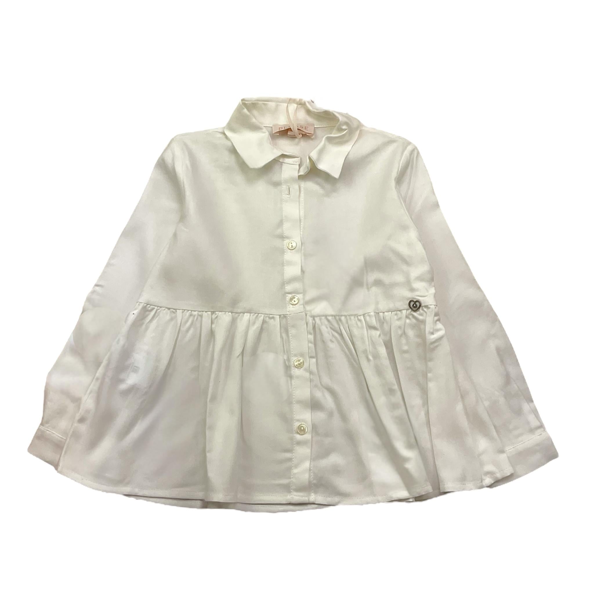 PLEASE camicia tinta unita manica lunga Bianco per Bambina CL27100G65 BIANCO PLEASE 