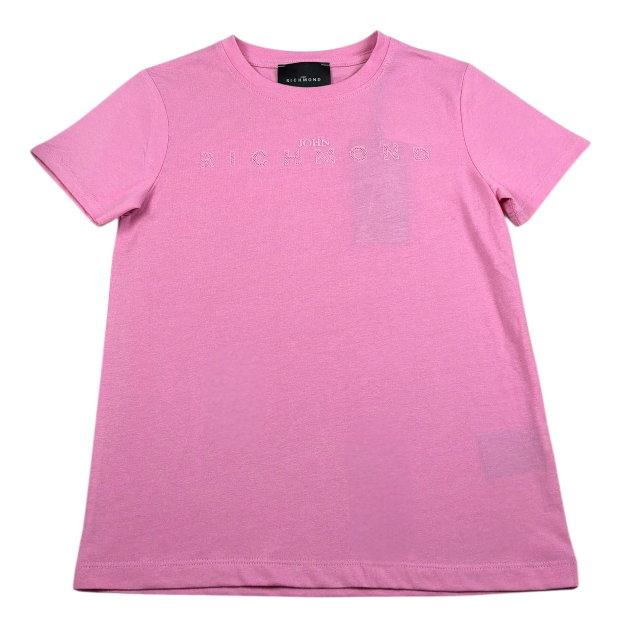John Richmond T-Shirt Girocollo Tinta Unita con Logo per Bambina RGP26017TS ROSA JOHN RICHMOND 