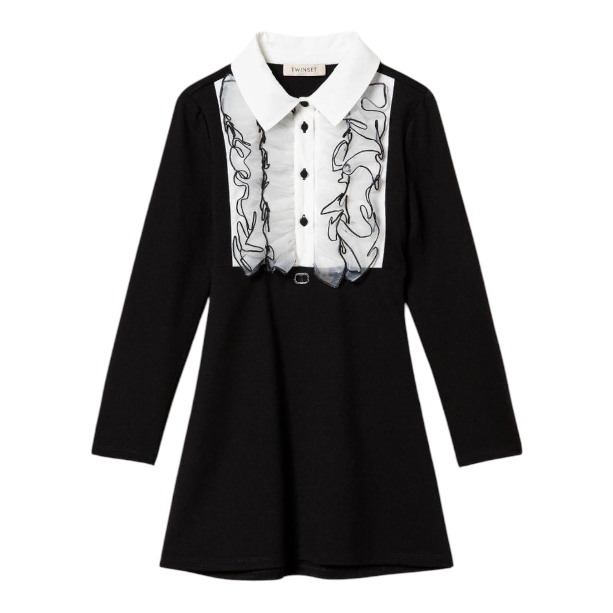 TWINSET abito bicolore con finta camicia  Bianco/nero per Bambina 242GJ2040 BIANCO/NERO TWINSET 