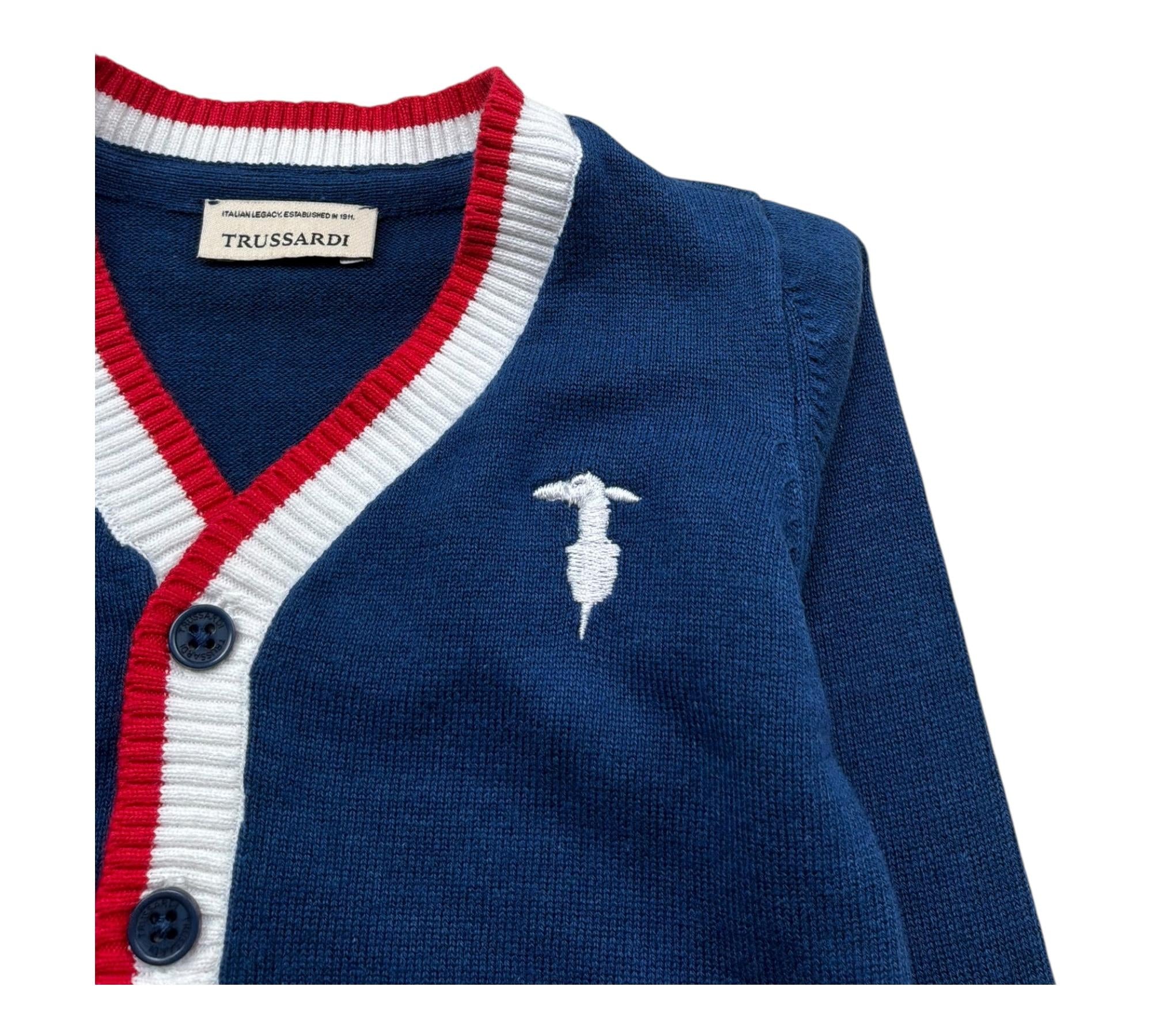 Trussardi Cardigan Tinta Unita Scollo A V per Neonato TIP26007CD BLU TRUSSARDI 