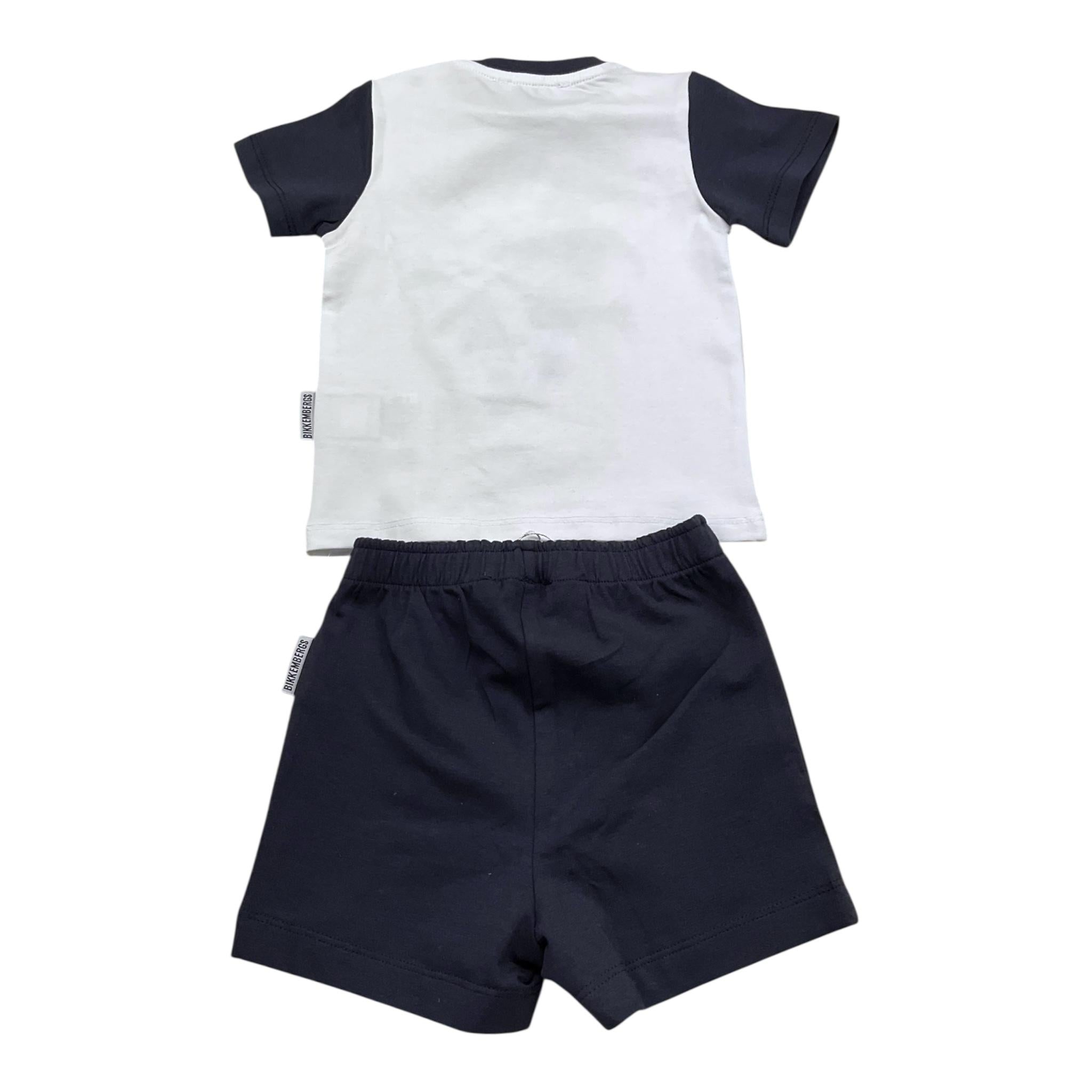 Bikkembergs Completo 2 Pezzi Bicolore T-Shirt-Bermuda per Neonato BK3415 BIANCO/NERO BiKKEMBERGS 