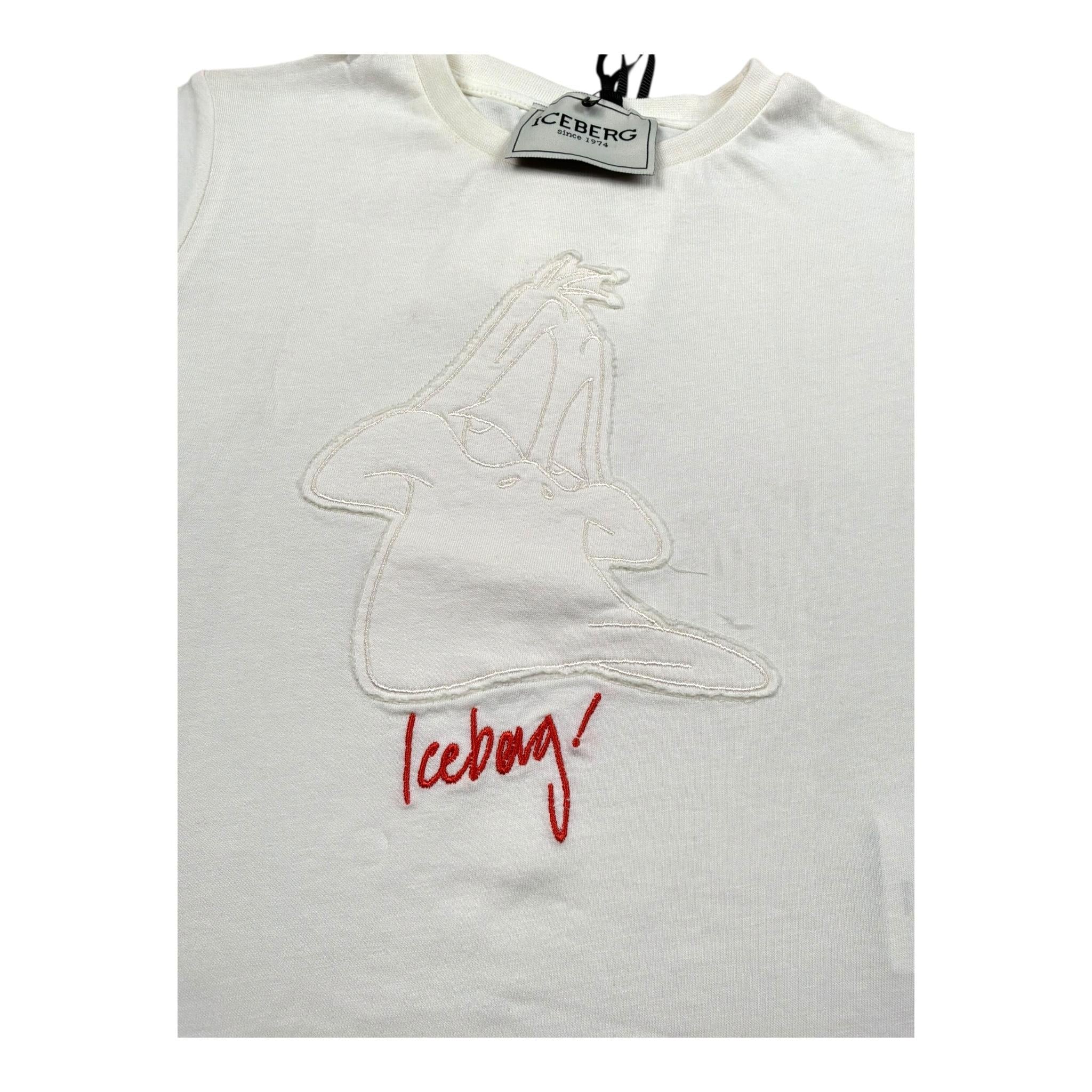 Iceberg T-Shirt Girocollo Tinta Unita con Ricamo per Bambino TSICE5117B PANNA ICEBERG 