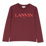 LANVIN shirt girocollo tinta unita cn logo Bordeaux per Bambino N25145 BORDEAUX LANVIN 