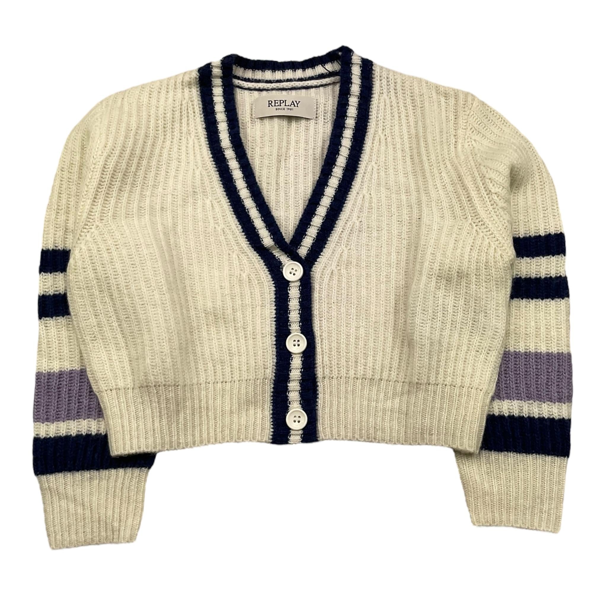 REPLAY cardigan tinta unita cn strisce in contrasto Panna per Bambina SG5607 PANNA REPLAY 