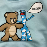 MOSCHINO felpa girocollo tinta unita con stampa Azzurro per Neonato M7F03Q AZZURRO MOSCHINO 