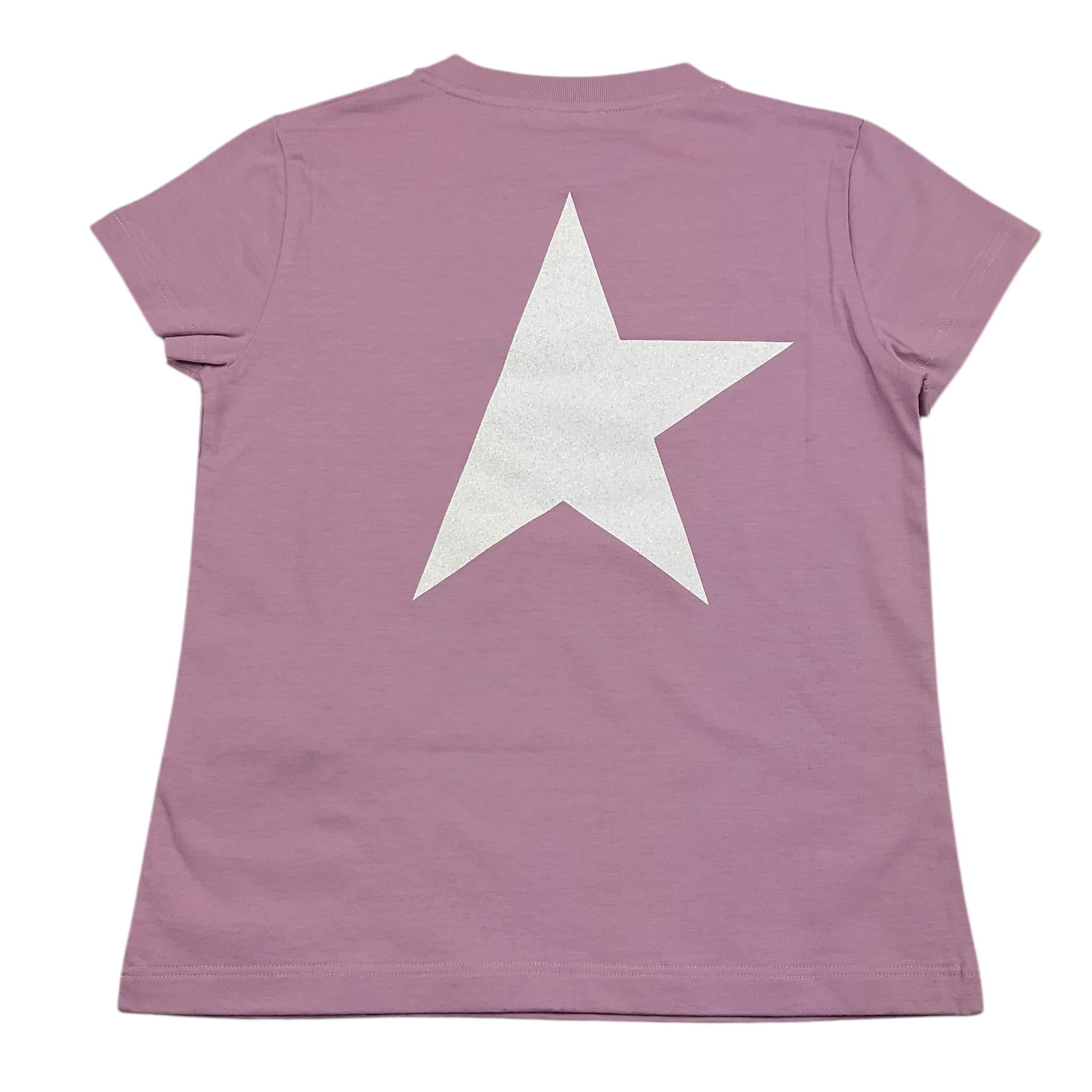 GOLDEN GOOSE t-shirt girocollo tinta unita con stampa Lilla per Bambina GKP0127 LILLA GOLDEN GOOSE 