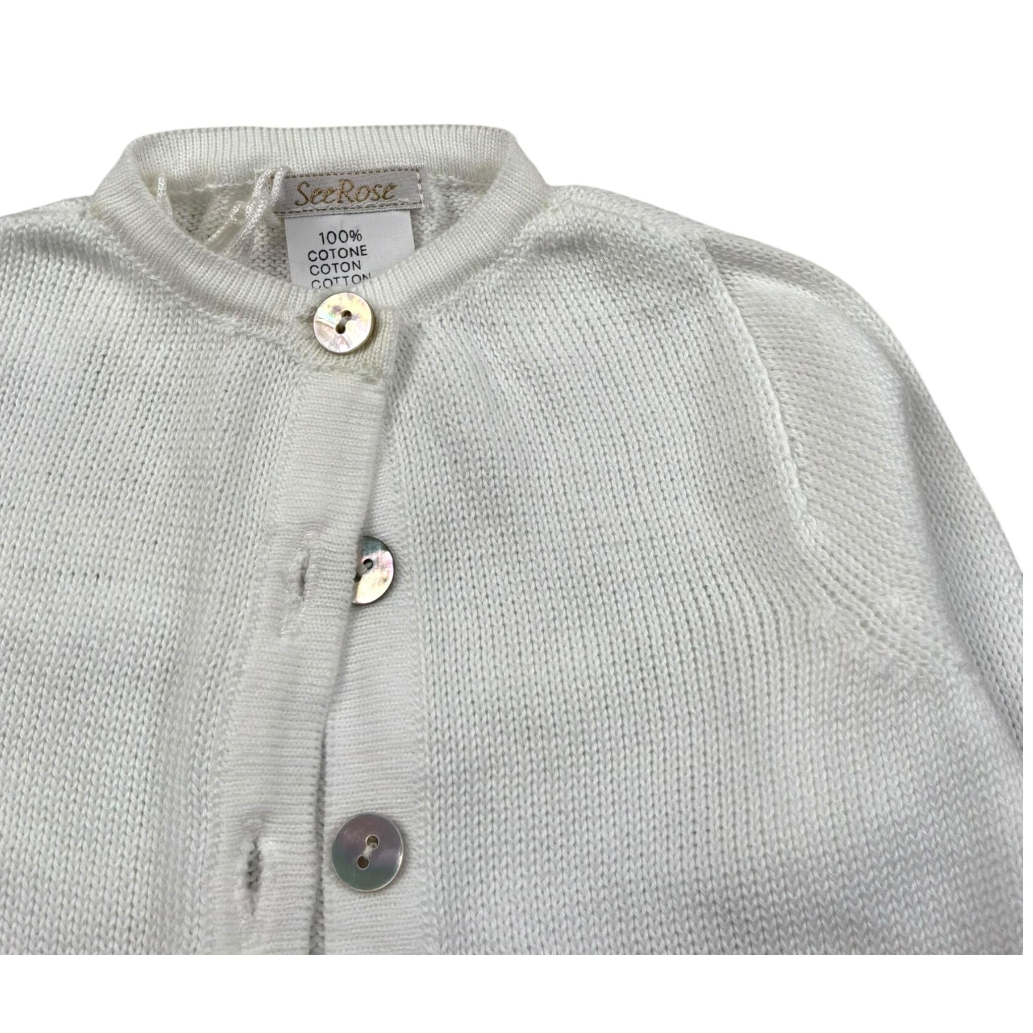 Seerose Cardigan Tinta Unita per Neonato SEEC PANNA SEEROSE 