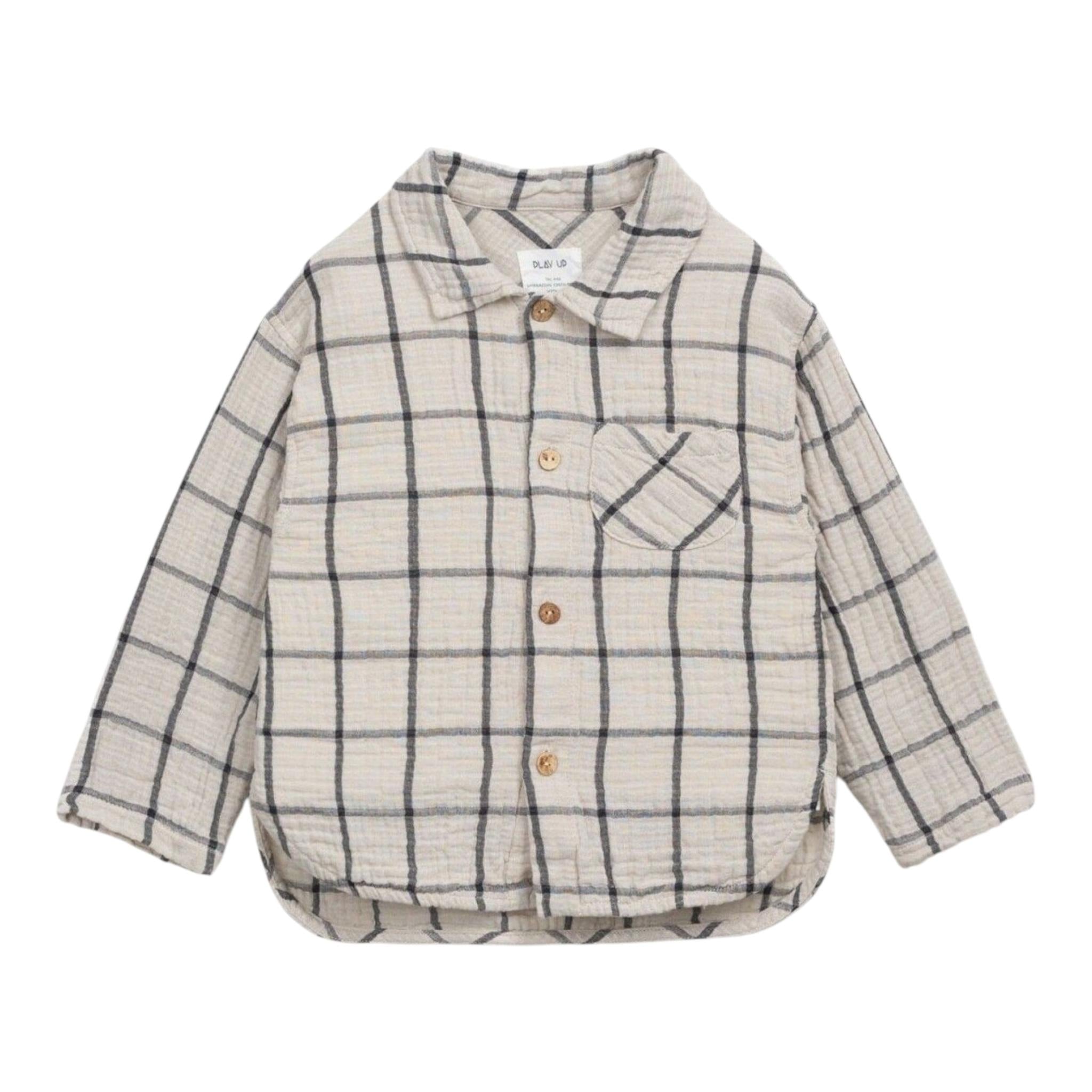 PLAY UP camicia tinta unita con fantasia a quadri Beige per Neonato PA011AP11251 BEIGE PLAY UP 