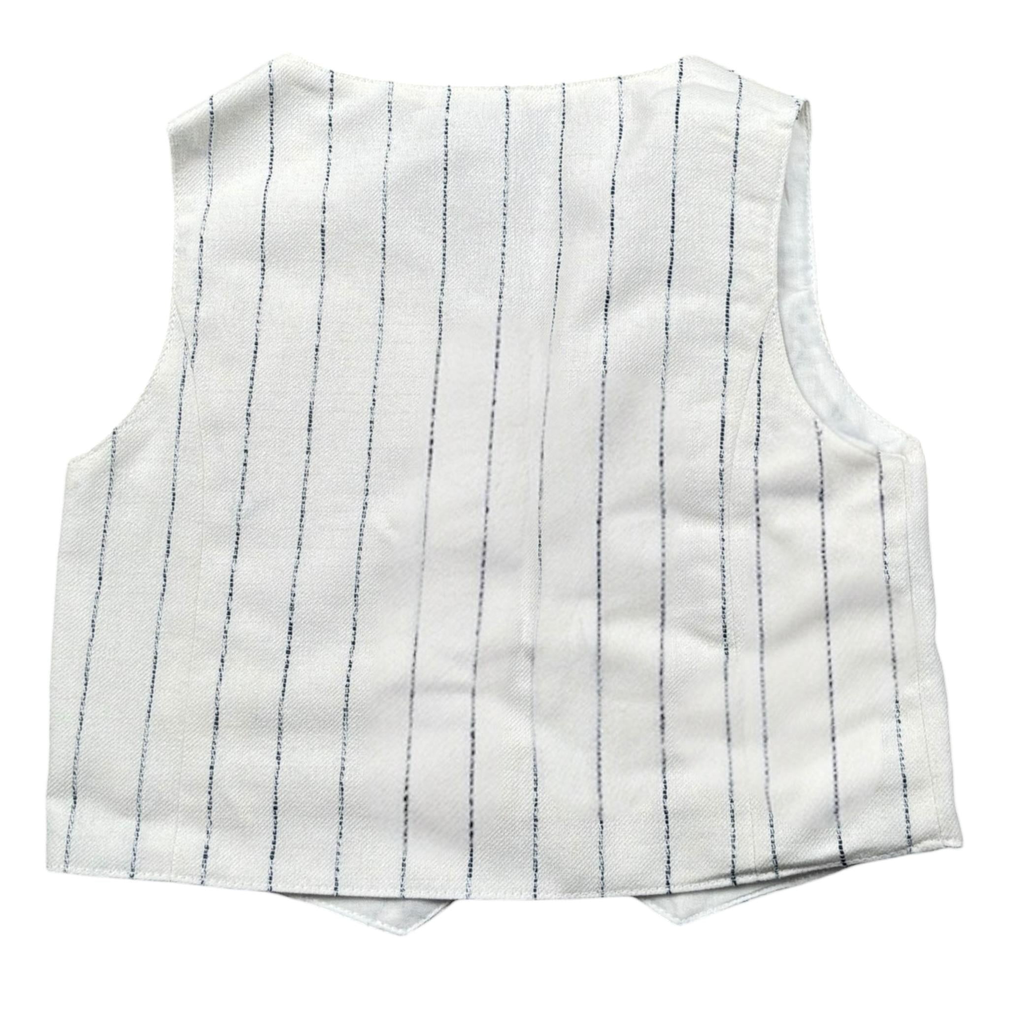 Please Gilet Tinta Unita con Fantasia A Righe per Neonato JH02131B73 BIANCO PLEASE 