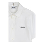 Boss Camicia Mezza Manica Tinta Unita con Logo per Bambino J52273 BIANCO BOSS 