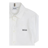 Boss Camicia Mezza Manica Tinta Unita con Logo per Bambino J52273 BIANCO BOSS 