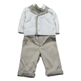 Pure Firenze Completo 4 Pezzi Camcia-Pantalone-Cardigan-Papillon per Neonato 7665 PANNA PURE FIRENZE 