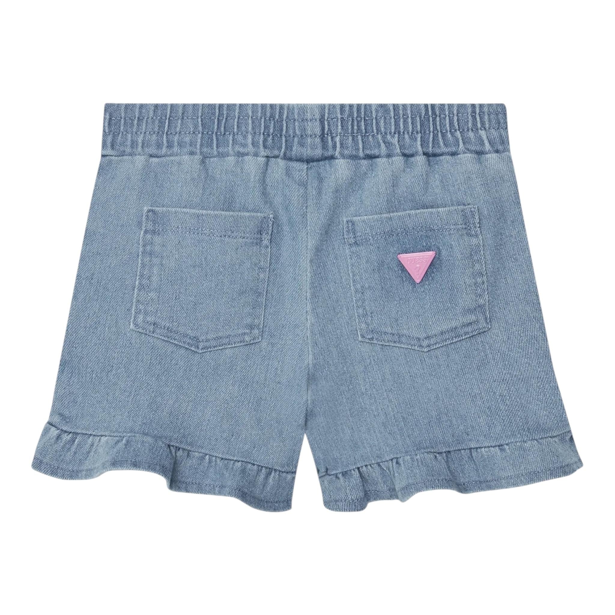 Guess Short In Denim Tinta Unita con Logo per Neonata K4GD04D5160 AZZURRO GUESS 