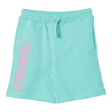 Dsquared2 Bermuda-Shorts im einfarbigen Trainingsanzug mit Logo-Print und elastischer Taille Aqua Green für Jungen