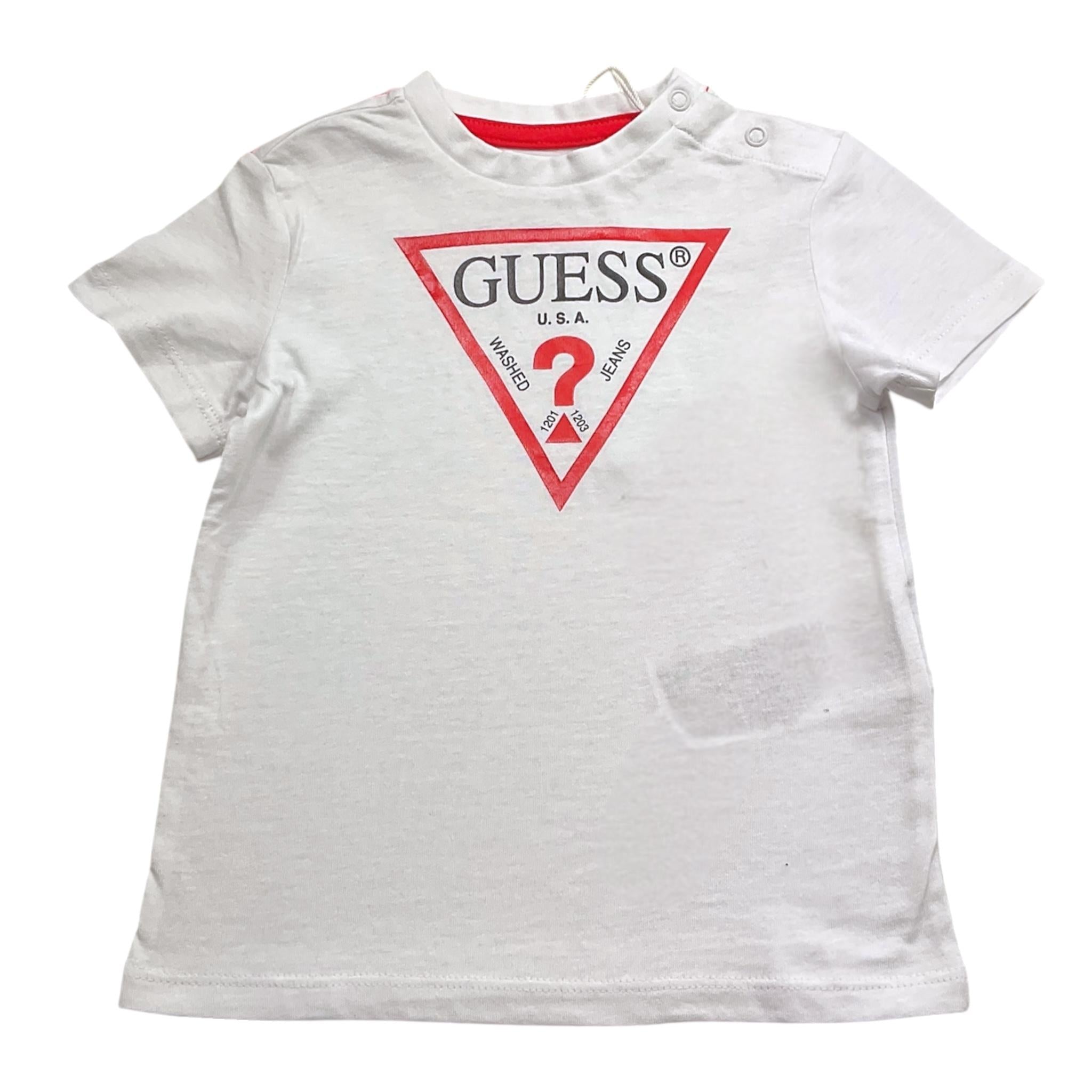 Guess T-Shirt Tinta Unita con Stampa per Neonato N73I55K8HM0 BIANCO GUESS 