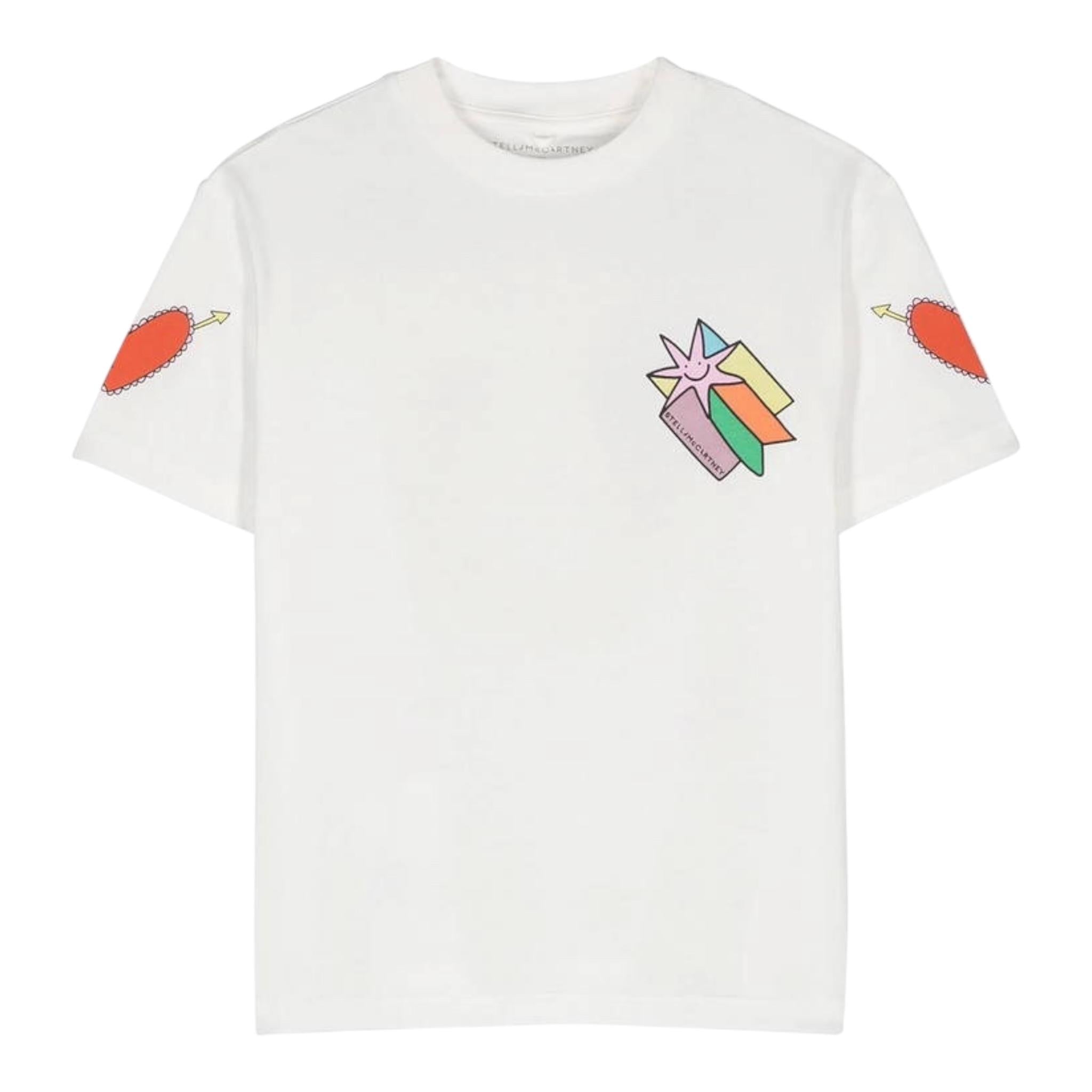 STELLA McCARTNEY t-shirt girocollo tinta unita con stampa Bianco per Bambina TV8D31 BIANCO STELLA McCARTNEY 