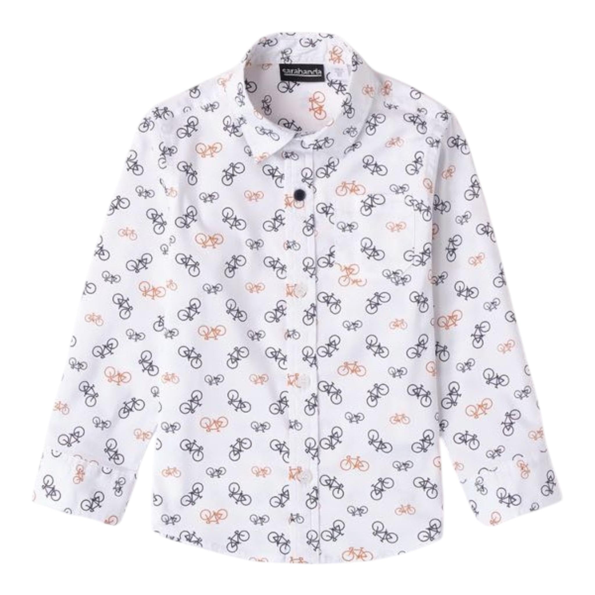 SARABANDA camicia tinta unita con stampa biciclette Bianco per Bambino A122J BIANCO SARABANDA 