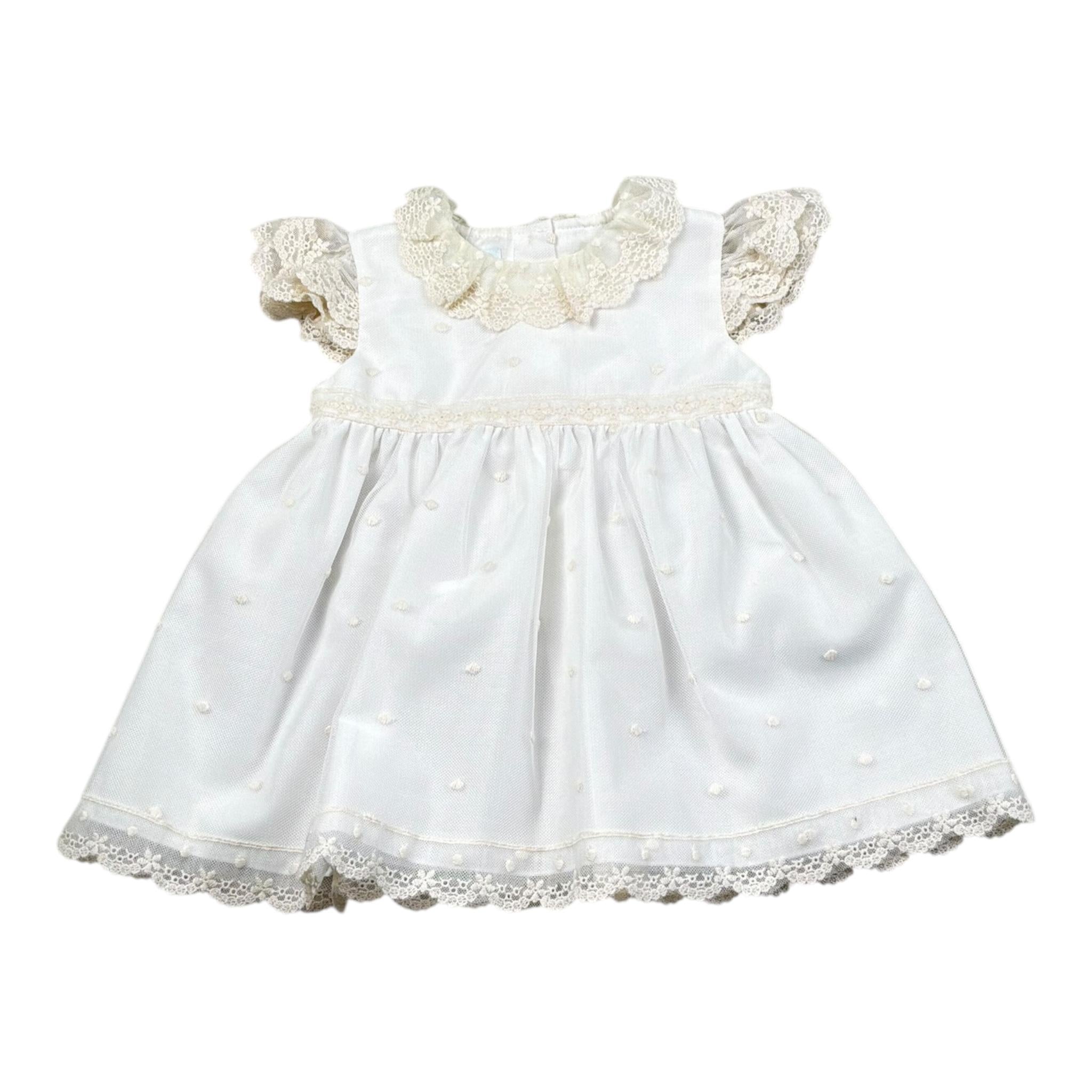 Granlei Abito Tinta Unita con Ricami per Neonata 125122 PANNA GRANLEI 