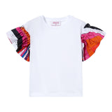 Emilio Pucci T-Shirt Tinta Unita Con Maniche In Contrasto Bianco Per Bambina
