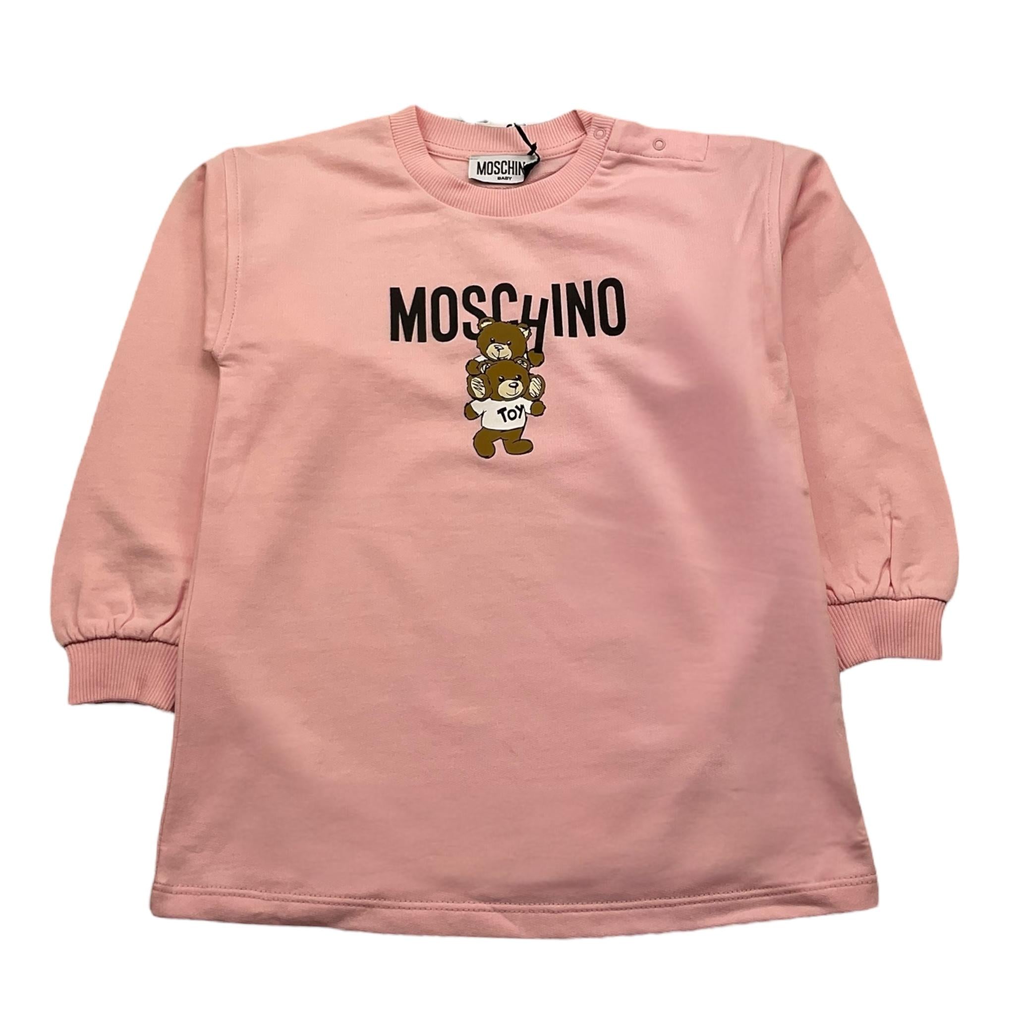 MOSCHINO abito felpa girocollo tinta unita con stampa Rosa per Bambina MDV0BNJXXXX ROSA MOSCHINO 