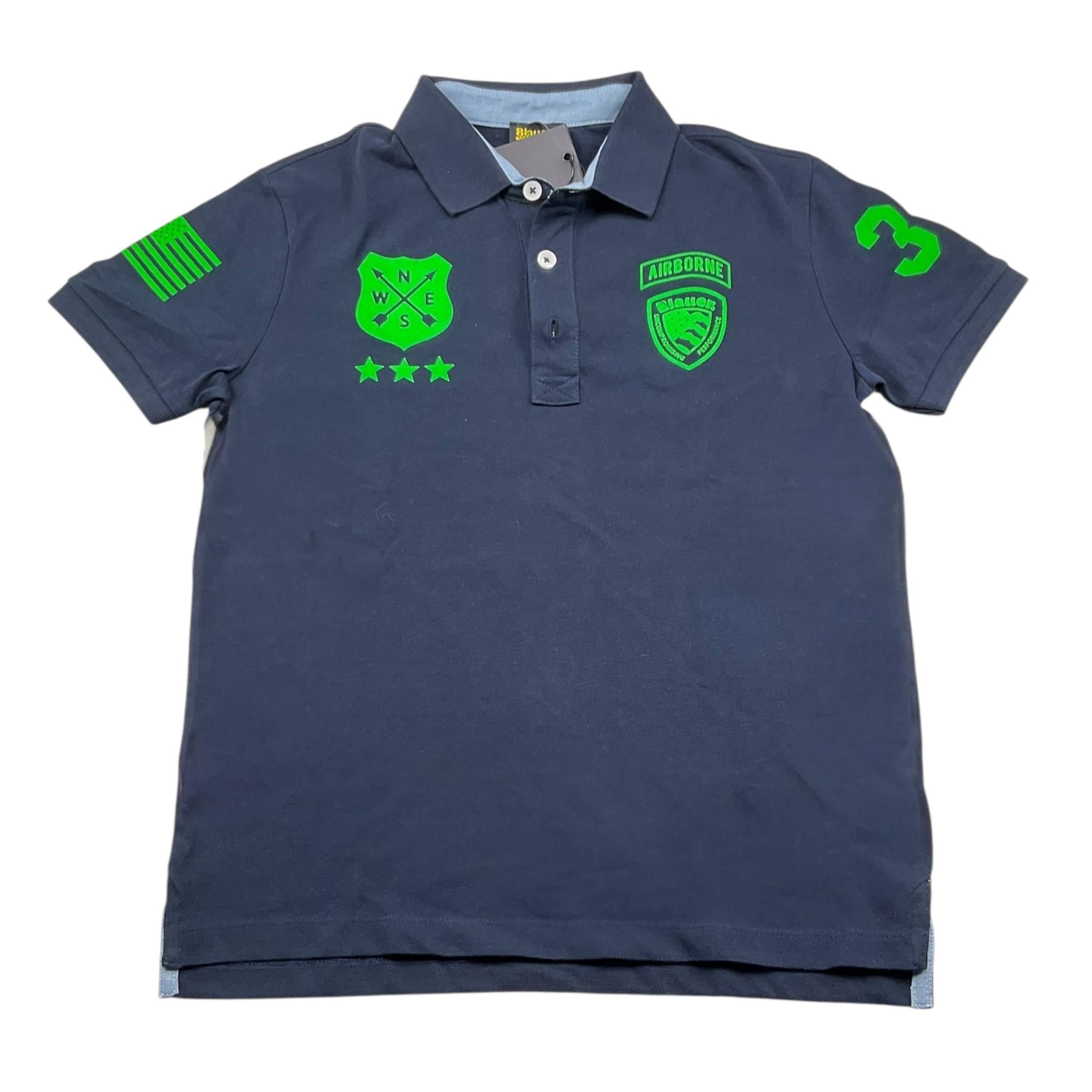 Blauer Polo Mezza Manica Tinta Unita con Stampa per Bambino 24SBLKT02244 BLU BLAUER 